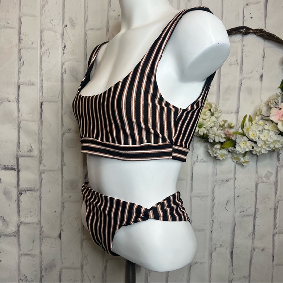 Space Bikini Miller bronze metallic Horizon Stripe La Jolla swimsuit Set - Picture 3 of 7